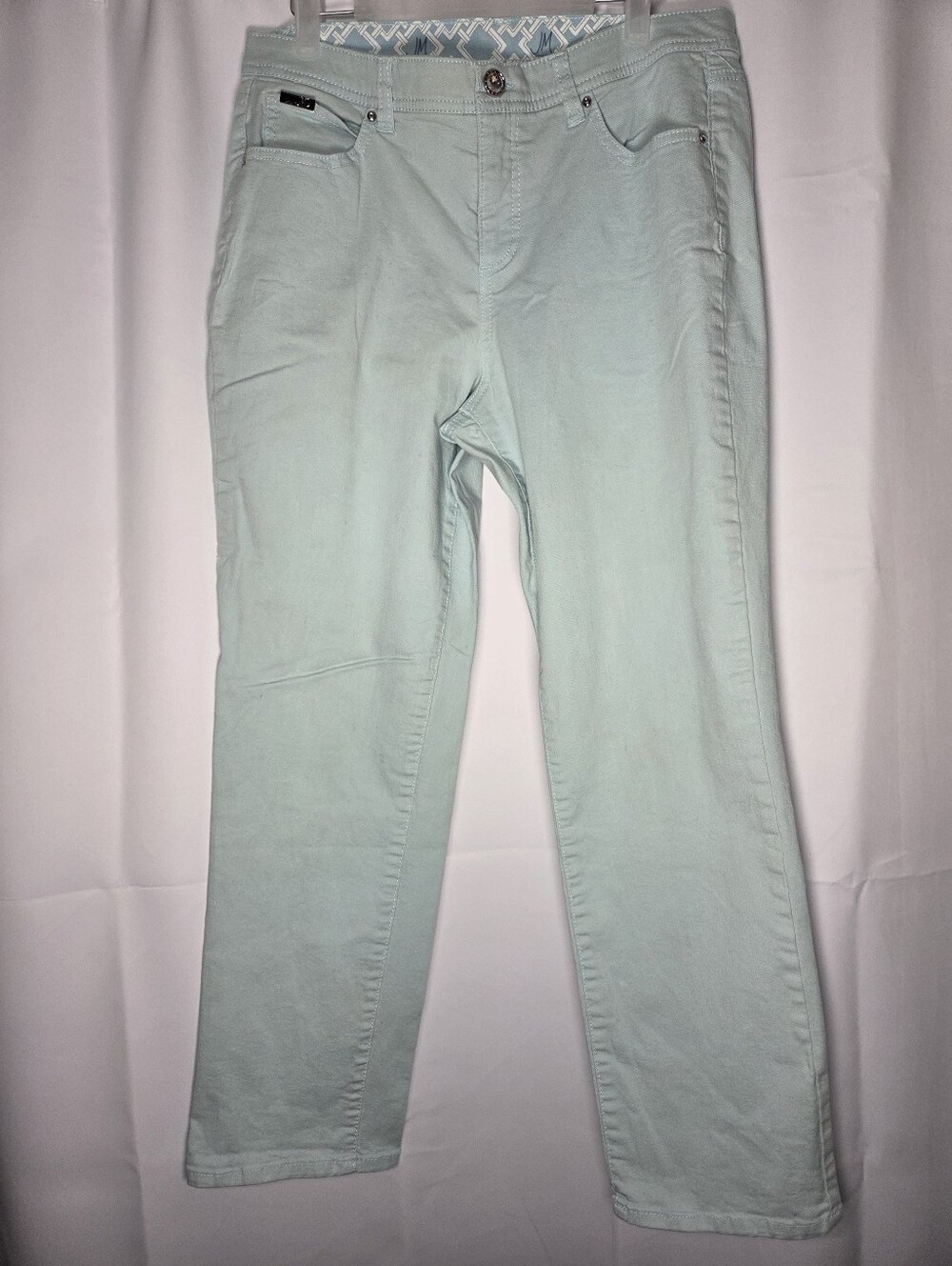 JM Collection Light Blue Denim Jeans Women's 12 Petite Rhinestone Button